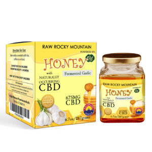 Honey - Raw Rocky Mountain CBD (675mg) Infused - Fermented Garlic 6.7oz Jar