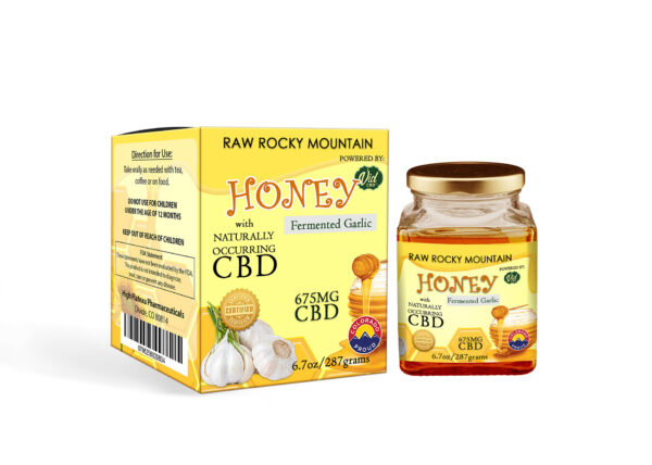 Honey - Raw Rocky Mountain CBD (675mg) Infused - Fermented Garlic 6.7oz Jar